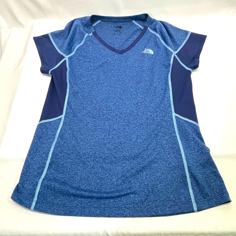 North Face Flash Dry Tee Women Sz L Blue Athletic‎ Workout Causal Activewear